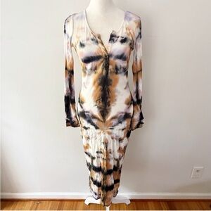 Young Fabulous Broke Tie Dye Ribbed Knit Dress XS Boho Baddie Casual Hippie